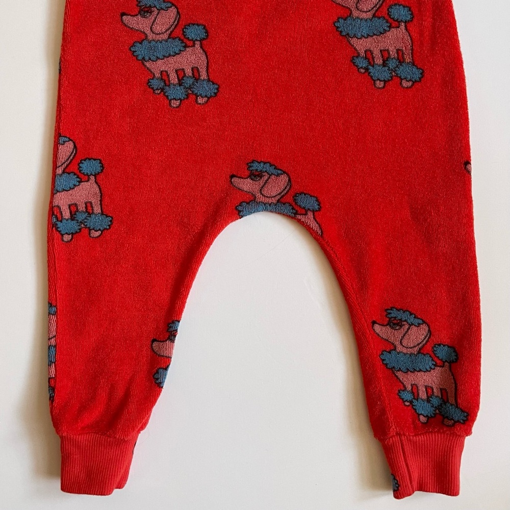 Hugo Loves Tiki Unisex Baby Red Terry Long Leg Romper - Poodle Print - 3-6M - Picture 7 of 14